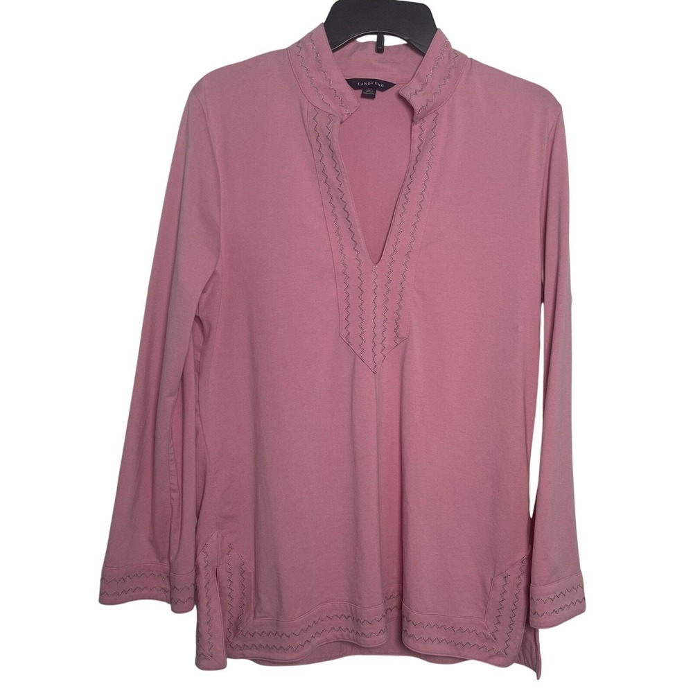 Lands' End Pink Embroidered Tunic Top M